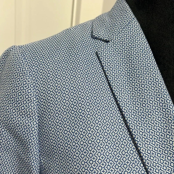 TALBOTS || women’s blue and white 100% cotton blazer size 2 - Picture 3 of 9